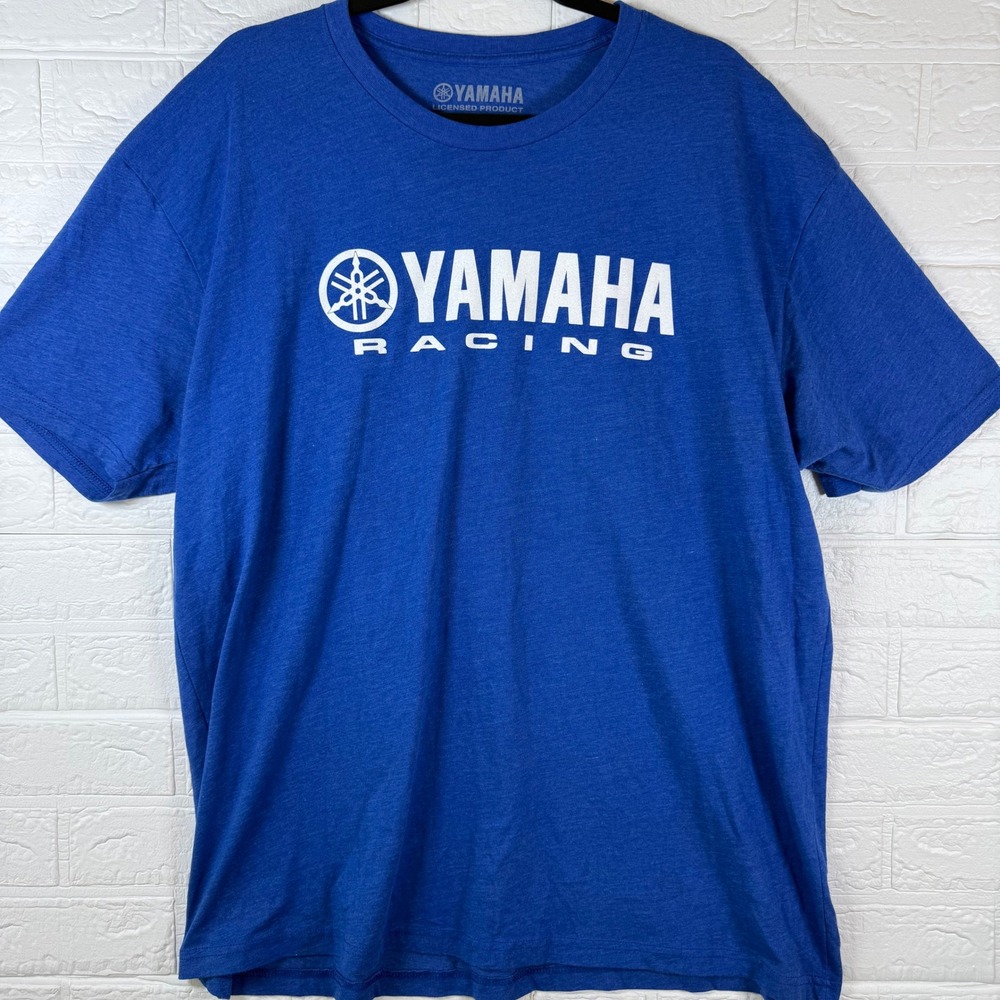 Yamaha Racing T-Shirt Mens 2XL Blue Short Sleeve Graphic Tee Motorcross Sport